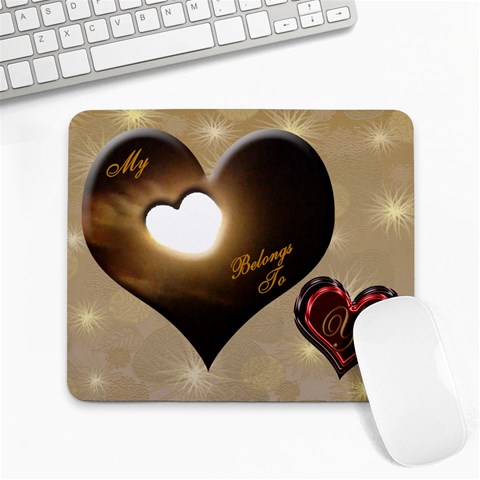 I Heart Belongs To You Heart Large Mousepad By Ellan Front