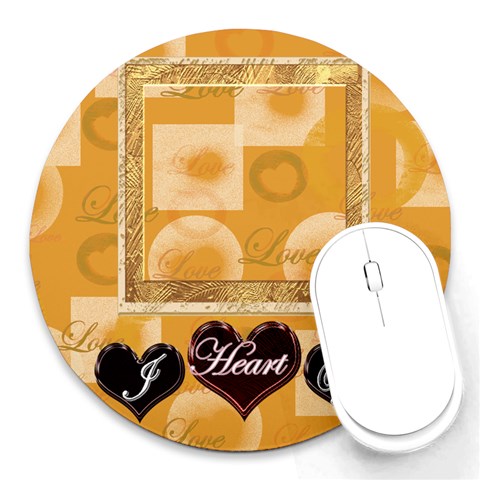 I Heart You 12 Round Mousepad By Ellan Front