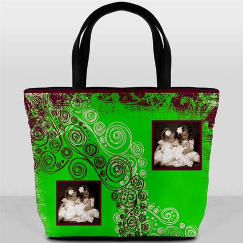 Fantasia Funky Acid Lime & Purple Bucket Bag By Catvinnat Front