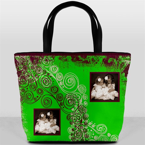 Fantasia Funky Acid Lime & Purple Bucket Bag By Catvinnat Back