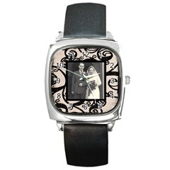 Fantasic classic black strap wedding watch - Square Metal Watch Fantasic classic black strap wedding watch - Square Metal Watch