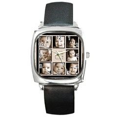 Fantasia grandchildren multi picture black strap watch - Square Metal Watch Fantasia grandchildren multi picture black strap watch - Square Metal Watch