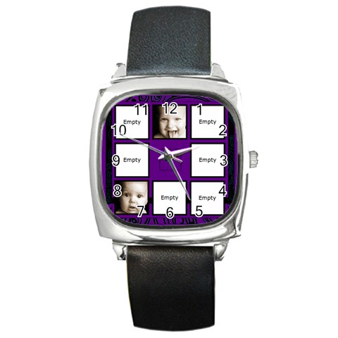 Fantasia Funky Purple  Multi Picture Black Strap  Watch  By Catvinnat Front