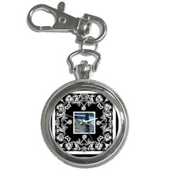 Art nouveau black & white keychain watch - Key Chain Watch Art nouveau black & white keychain watch - Key Chain Watch