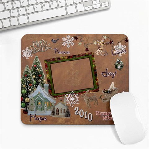 Merry Christmas Gold Village Remember When Large Mousepad By Ellan Front