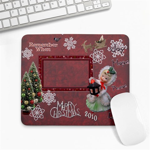 Merry Christmas Lantern Girl Red Snowflake Remember When Large Mousepad By Ellan Front