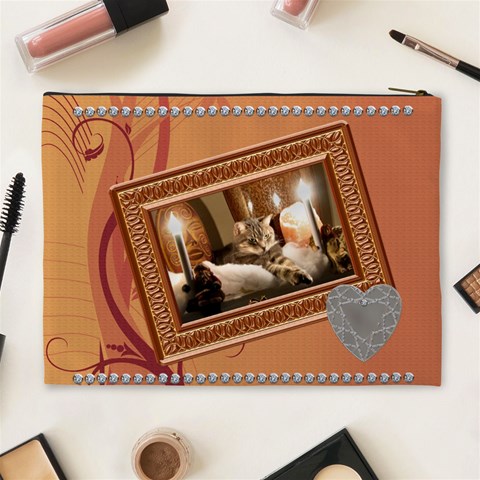 Copper, Chrome & Diamonds Xl Cosmetic Bag By Lil Back