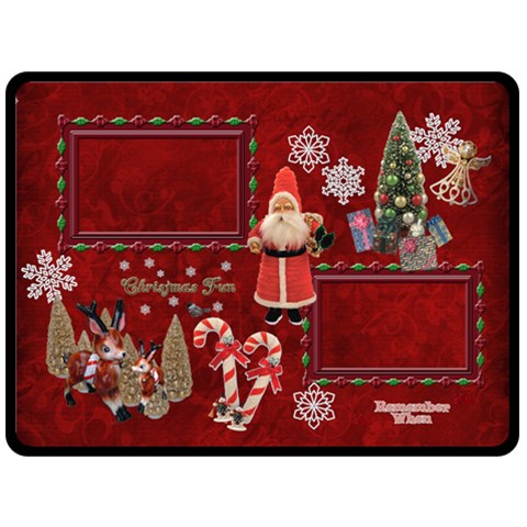Vintage Christmas Santa Old Fashioned Fleece Blanket By Ellan 80 x60  Blanket Front