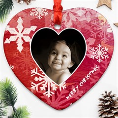 Ruby Slippers Red  Snowflake Heart Ornament - Ornament (Heart)