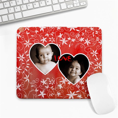 Twin Hearts Love Valentines Mousemat By Catvinnat Front
