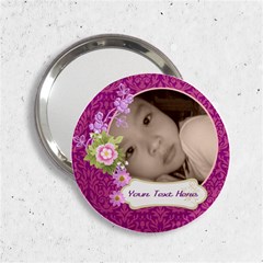 Pink Floral Compact Mirror - 2.25  Handbag Mirror