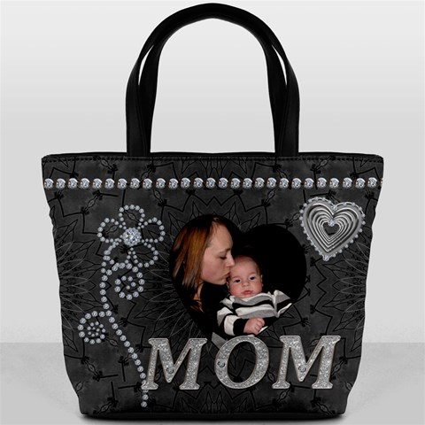 Charcoal Diamond Mom Bucket Bag By Lil Front