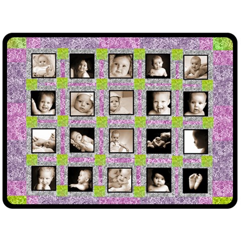 Grannies Floral Patchwork Blanket Extra Large Fleece By Catvinnat 80 x60  Blanket Front