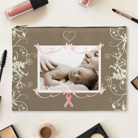 Breast Cancer Pink Ribbon Cosmetic Case By Catvinnat Front