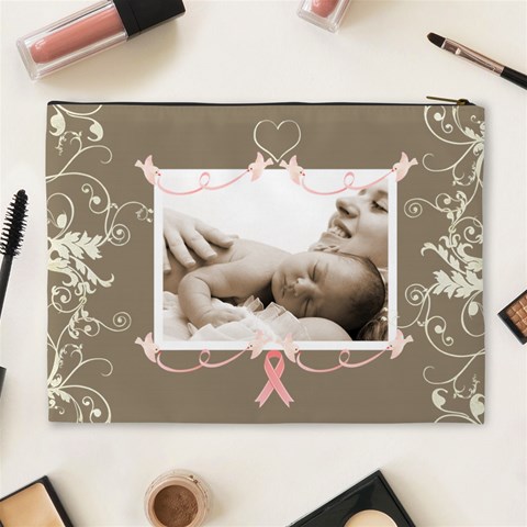 Breast Cancer Pink Ribbon Cosmetic Case By Catvinnat Back
