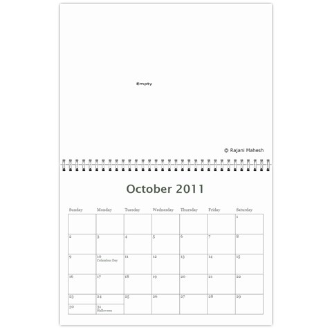 2011 Calender By Rajani Oct 2011