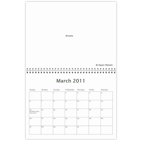 2011 Calender By Rajani Mar 2011
