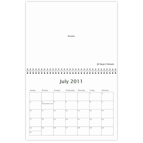 2011 Calender By Rajani Jul 2011