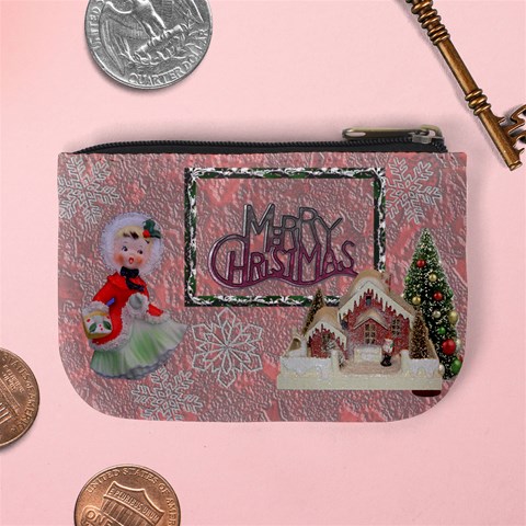 Stocking Stuffer Remember When Santa Sleigh Pink Merry Christmas Mini Coin Purse By Ellan Back