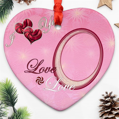 I Heart You Pink5 Christmas Ornament By Ellan Front