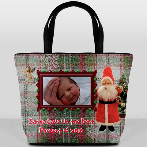 Santa Gave Us Best Present Of 2010 Christmas Bucket Bag By Ellan Front