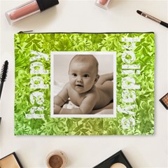 Happy Holidays Green floral extra large cosmetics bag - Cosmetic Bag (XL)