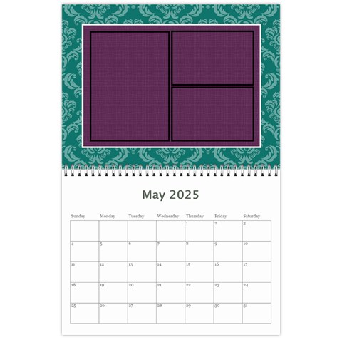 Purple & Turquoise 12 Month Calendar By Klh May 2025