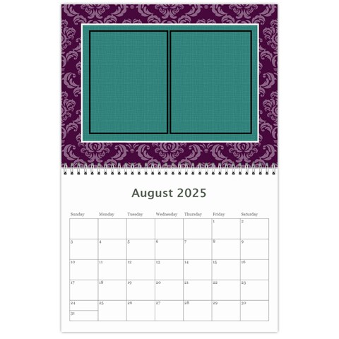 Purple & Turquoise 12 Month Calendar By Klh Aug 2025