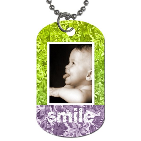 Cute Smile Purple & Green Floral Dog Tag By Catvinnat Back