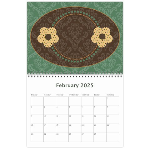 Blue & Brown Heritage 12 Month Calendar By Klh Feb 2025