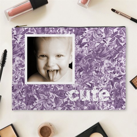 Cute Smile Purple Floral Cosmetic Bag By Catvinnat Front