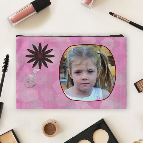 Pink Daisy Large Cosmetic Case 2 By Joan T Back