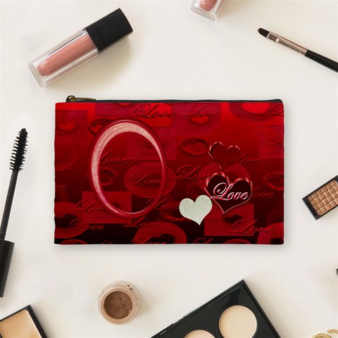 I Heart You Red Love Medium Cosmetic Bag By Ellan Front