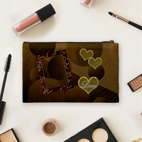I Heart You Gold Love Medium Cosmetic Bag By Ellan Back