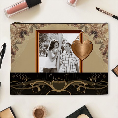 Brown & Copper Xl Cosmetic Bag By Lil Front