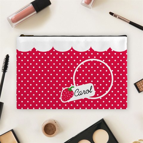 Strawberries Cosmetic Bag L 02 By Carol Front