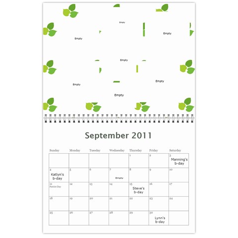 Mom s Calendar 2011 By Sharon Kelley Sep 2011