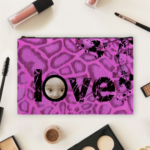 Love You Pink Animal Cosmetic Bag By Catvinnat Front