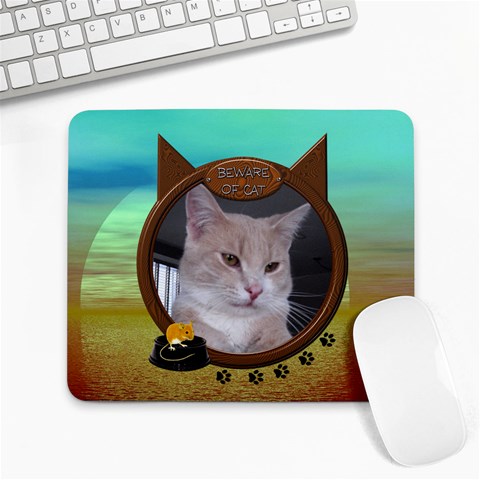 Beware Of Cat Large Mousepad By Lil Front