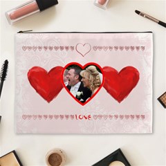 Faded Love heart Valentines cosmetic bag extra large - Cosmetic Bag (XL)
