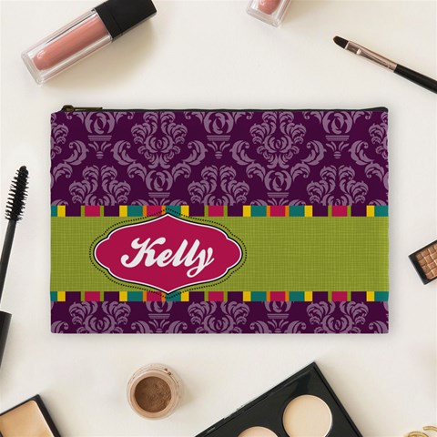 Bright Patterns Large Cosmetic Bag By Klh Front