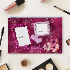 I Heart You My Baby Love Pink Butterfly Large Cosmetic Bag - Cosmetic Bag (Large) I Heart You My Baby Love Pink Butterfly Large Cosmetic Bag - Cosmetic Bag (Large)
