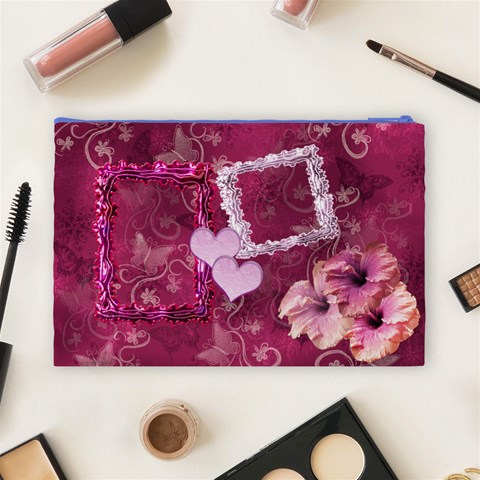 I Heart You My Baby Love Pink Butterfly Large Cosmetic Bag By Ellan Back