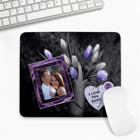 Purple Flowers Love Large Mousepad By Lil Front