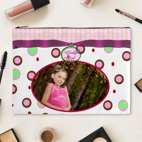 Girly Girl Xl Cosmetic Bag By Danielle Christiansen Front