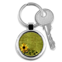 Sunflower & butterfly-key chain - Key Chain (Round) Sunflower & butterfly-key chain - Key Chain (Round)