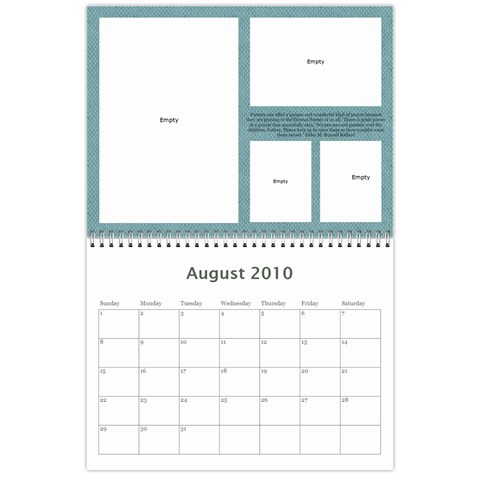 Miller Calendar 2011 By Anna Aug 2010