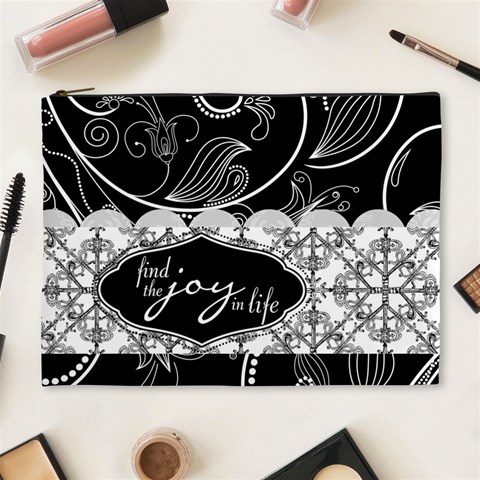 Find The Joy In Life Xl Cosmetic Bag By Klh Front