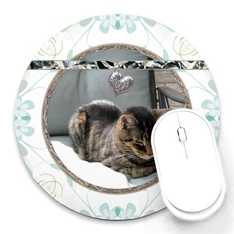 Floral Heart Round Mousepad By Lil Front