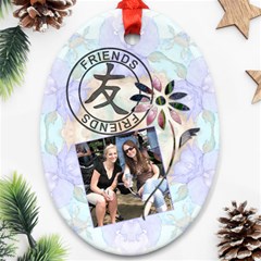 Friends & Fower Oval 1-sided Ornament